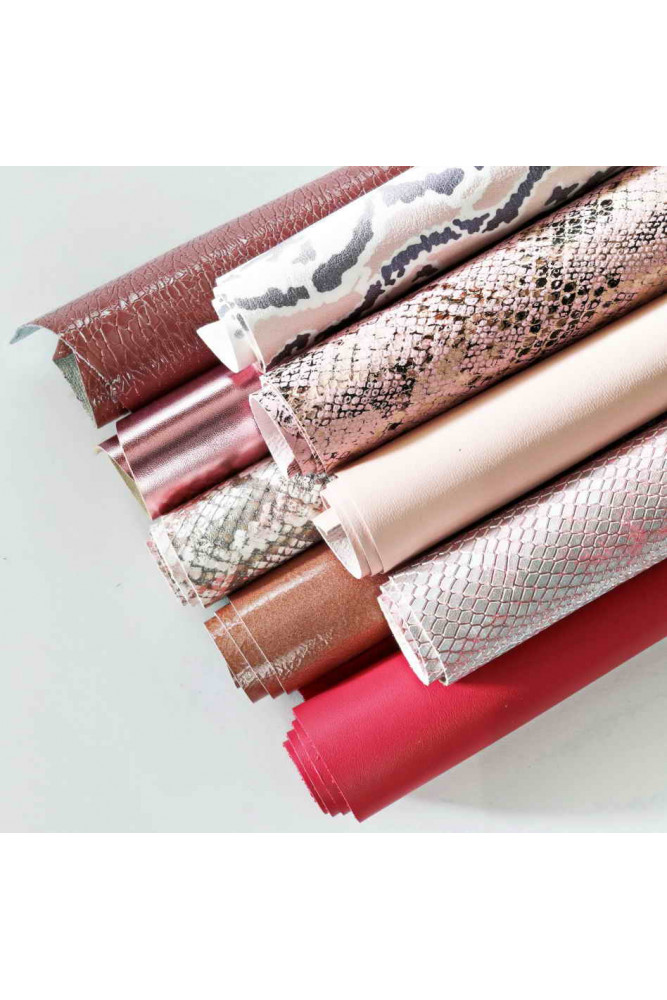 LEATHER scraps - PINK color - fancy...