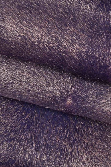 Pelle di cavallino VIOLA laminata, pellame di vitello effetto pony metallizzato argento, morbido