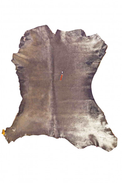 Pelle di cavallino VIOLA laminata, pellame di vitello effetto pony metallizzato argento, morbido