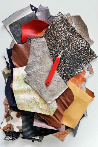 Metallic Leather Scrap Mix / Genuine Lambskin Leather for Crafting