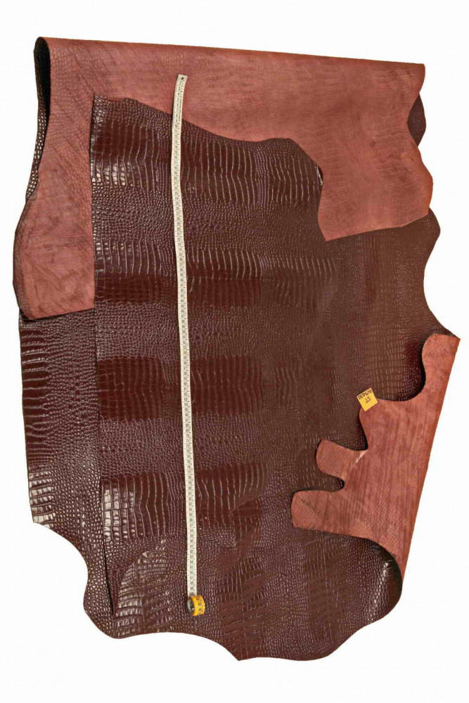 BURGUNDY crocodile embossed leather...