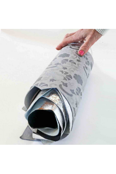 LEATHER scraps - SILVER color - fancy textures, solid color and softness various, italian leather pieces   1 lbs