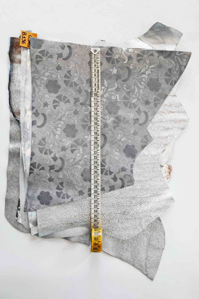 LEATHER scraps - SILVER color - fancy...