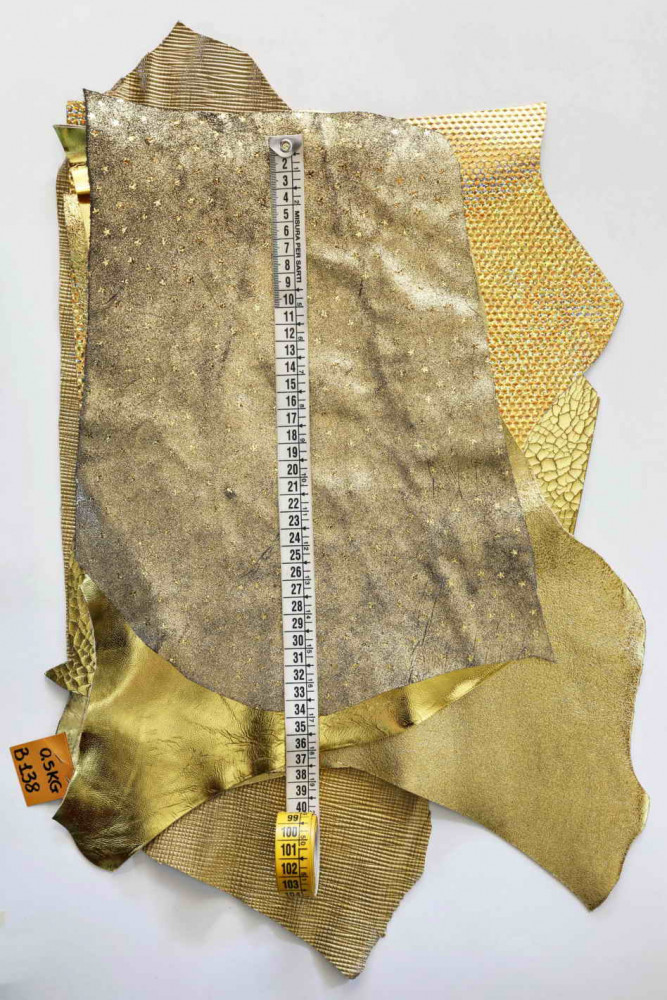 LEATHER scraps - GOLD color - fancy...