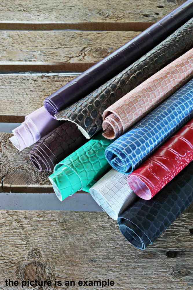 Mix leather scraps - CROC textured -...