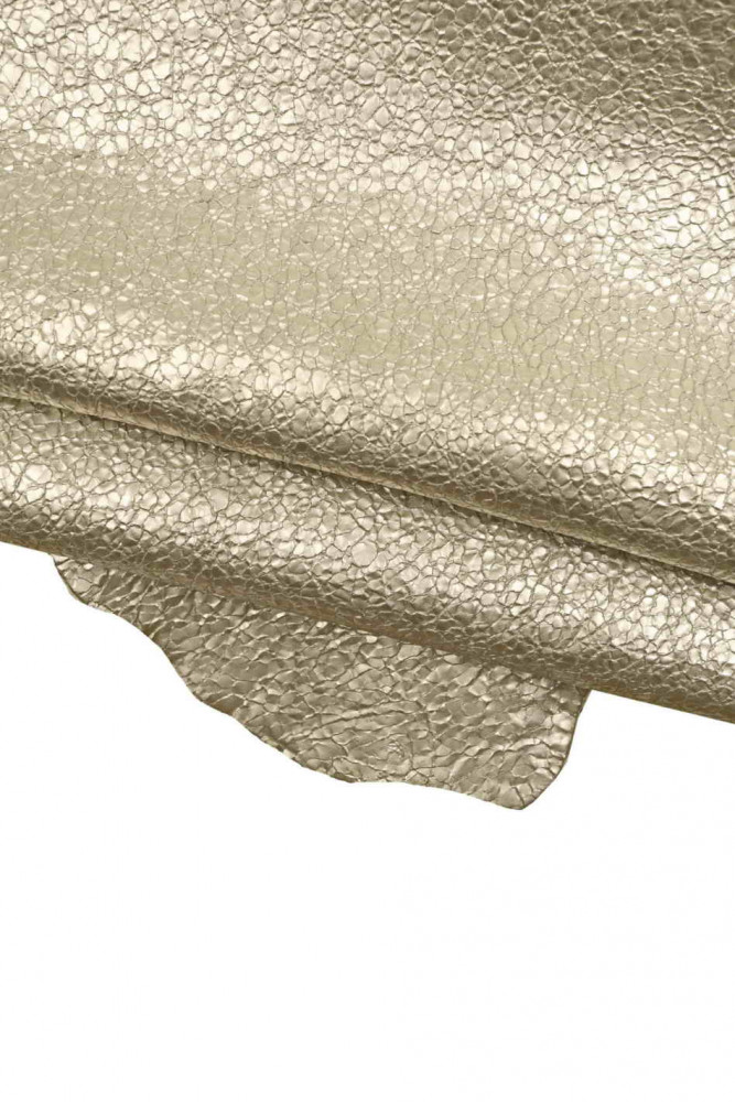 MATT silver metallic leather hide, crackled bright soft skin