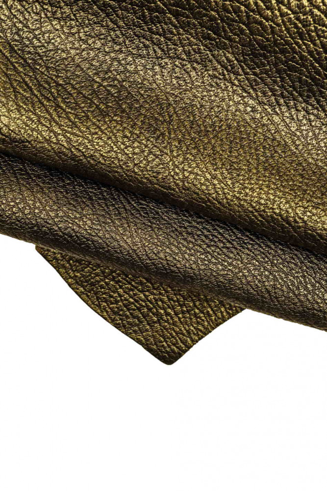 BRONZE metallic elephant printed leather skin, embossed vintage goatskin, soft hide with shades