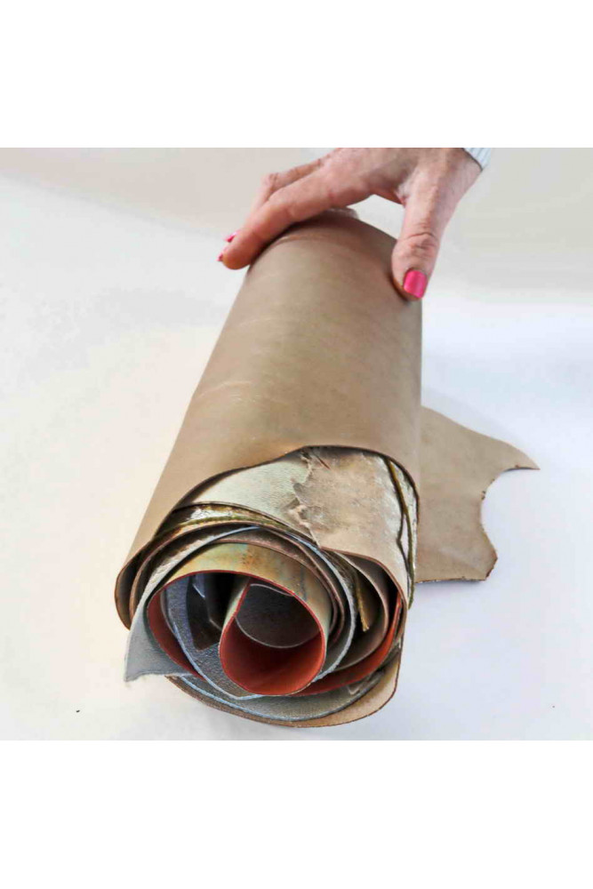 LEATHER scraps - PLATINUM color -...
