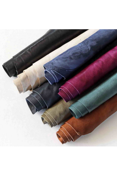 LEATHER scraps - WRINKLED WASHED, colors and softnes various, italian leather pieces   1 lbs