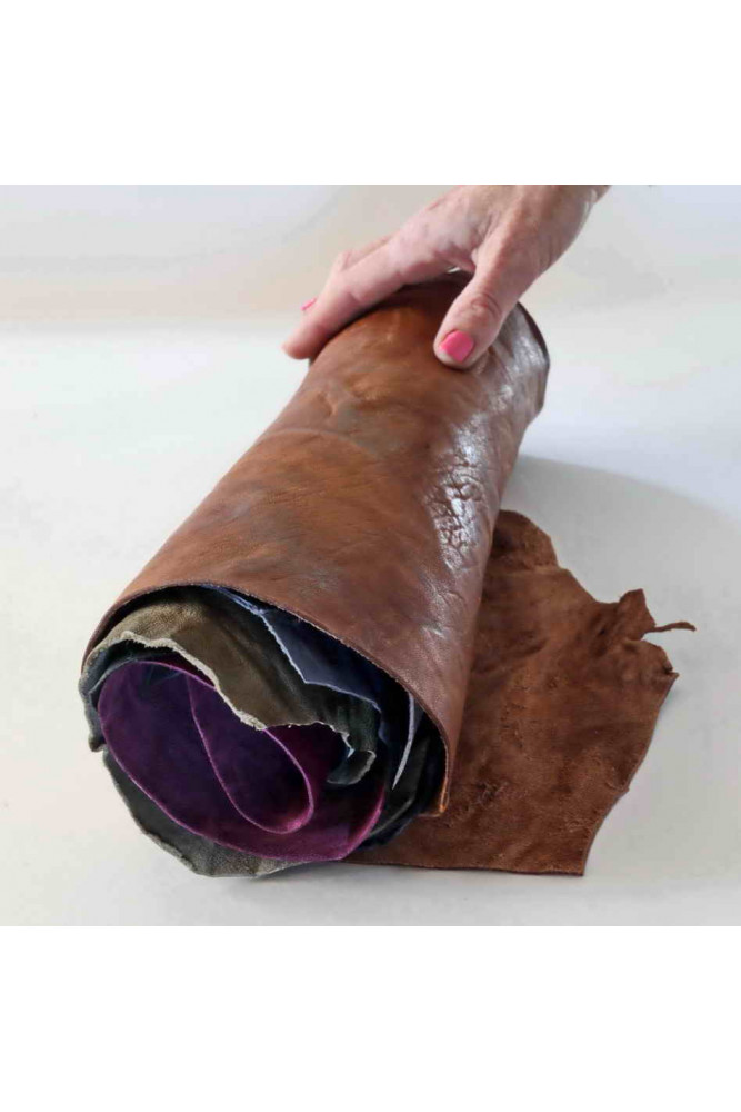 LEATHER scraps - WRINKLED WASHED,...