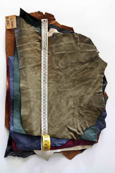 LEATHER scraps - WRINKLED WASHED, colors and softnes various, italian leather pieces   1 lbs