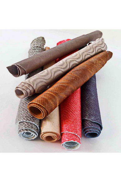 LEATHER scraps - CARVED, colors and softnes various, italian leather pieces   1 lbs