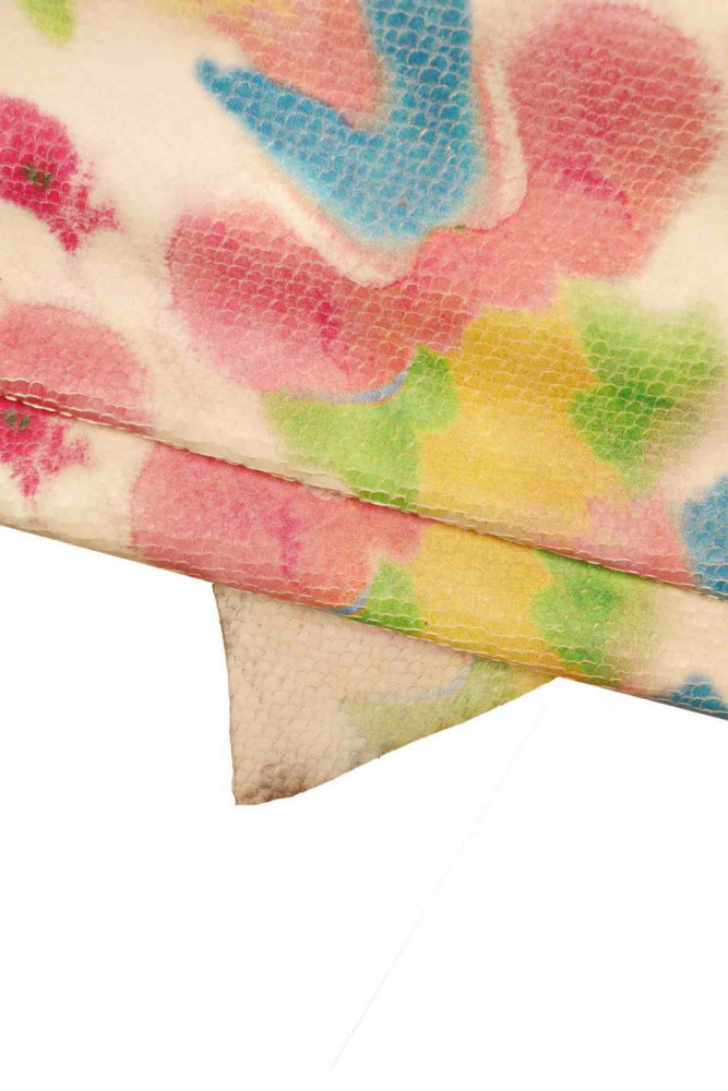 MULTICOLOR textured goatskin, abstract print on skin, colorful soft matt leather skin