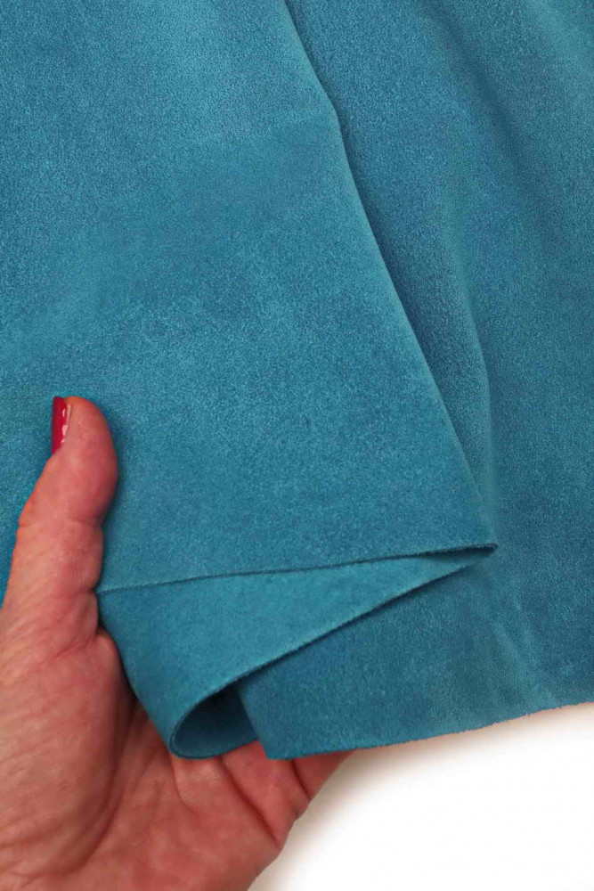 Skyblue SPLIT leather hide, light blue suede calfskin, soft suede cowhide