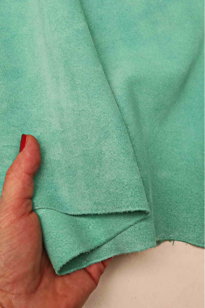Turquoise SUEDE leather hide,...