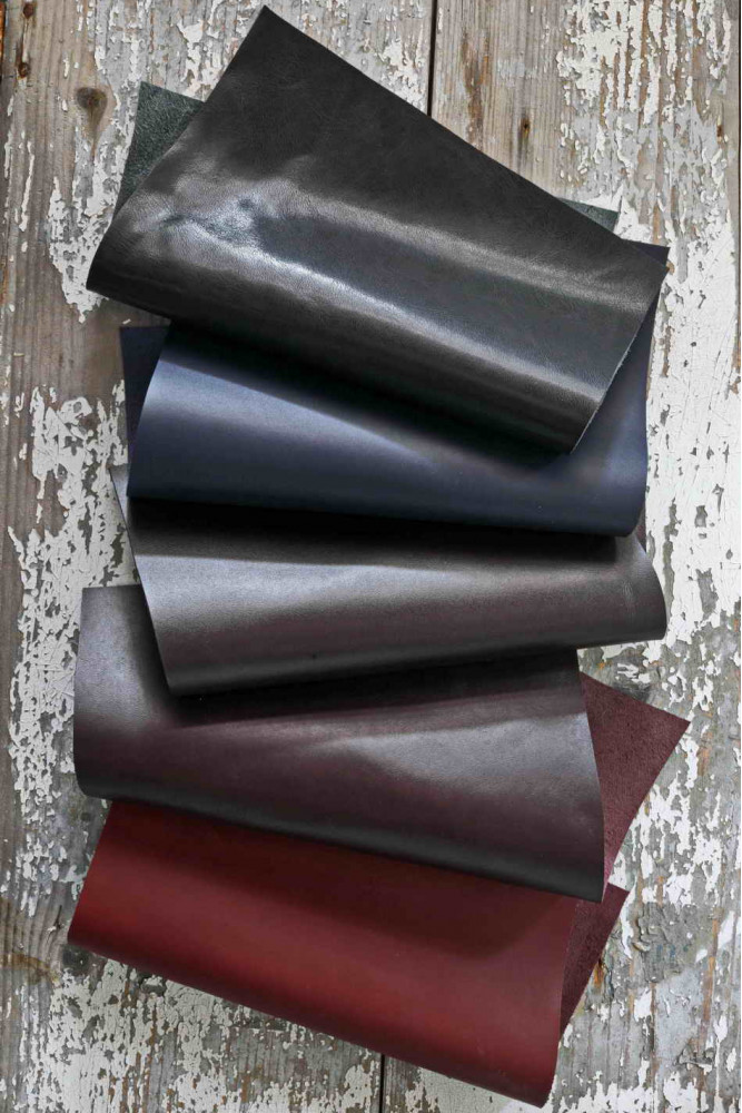 5 Selected leather pieces, DARK tones...