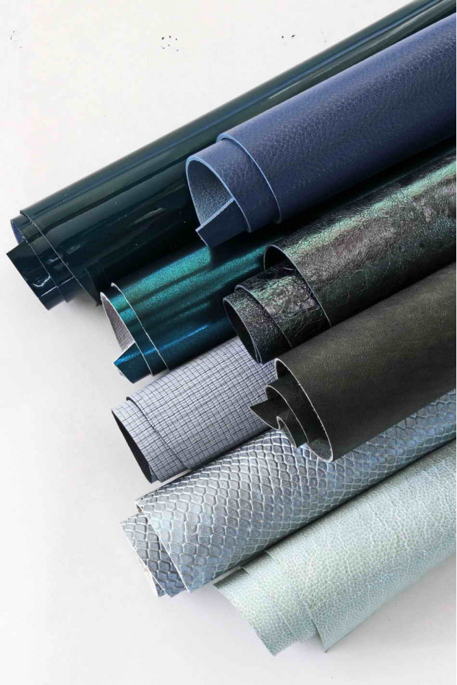 8 Selected leather scraps in " ocean...