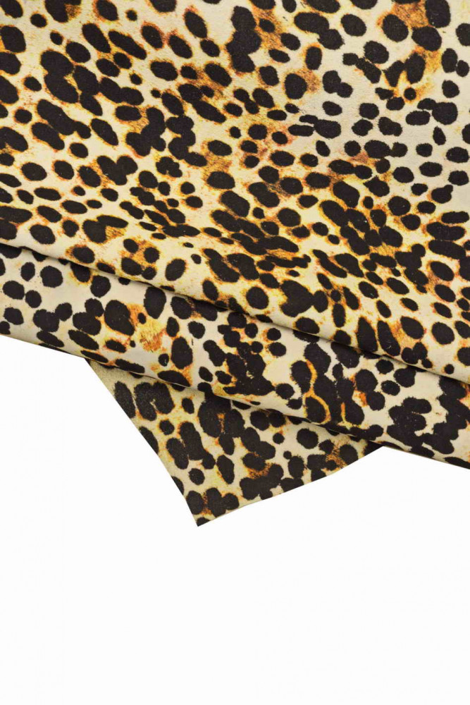 LEOPARD textured leather skin, cheetah printed goatskin, animal print soft hide