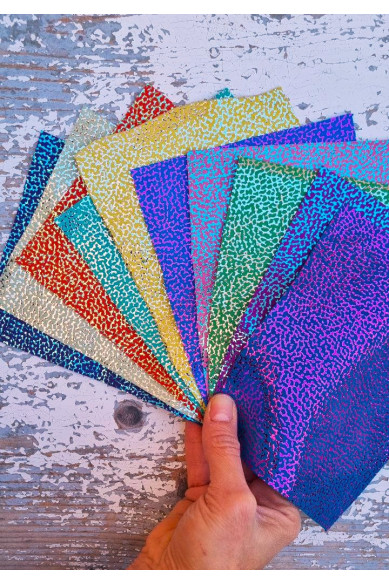 10 Ritagli di pellami unici selezionati, piccola stampa animalier, pezzi pretagliati assortimento di fantasie come da foto