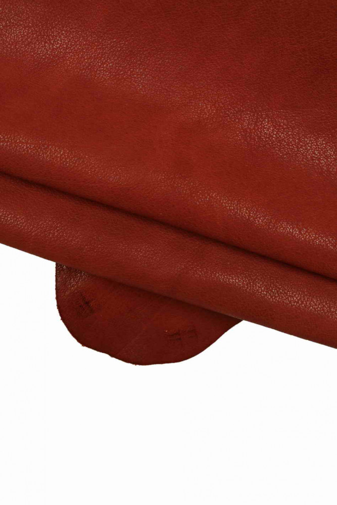 Dark RED sporty leather skin, vintage vegetable tan goatskin, pebble grain print semiglossy soft skin