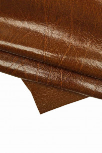 Brown GLOSSY leather hide,...