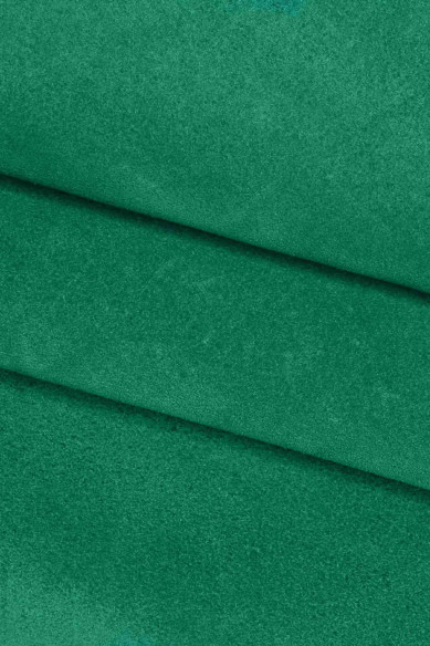 Pellame SCAMOSCIATO verde, crosta di vitello smeraldo, pelle effetto camoscio morbida