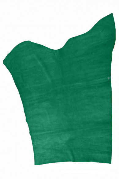 Pellame SCAMOSCIATO verde, crosta di vitello smeraldo, pelle effetto camoscio morbida