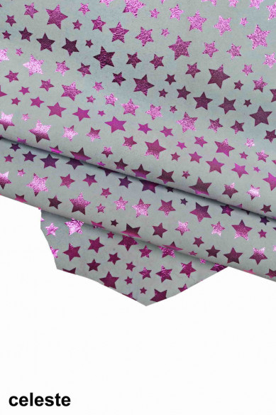 Camoscio stampa STELLE, pellame scamosciato laminato disegno stellina, pelle morbida stampata metallizzata