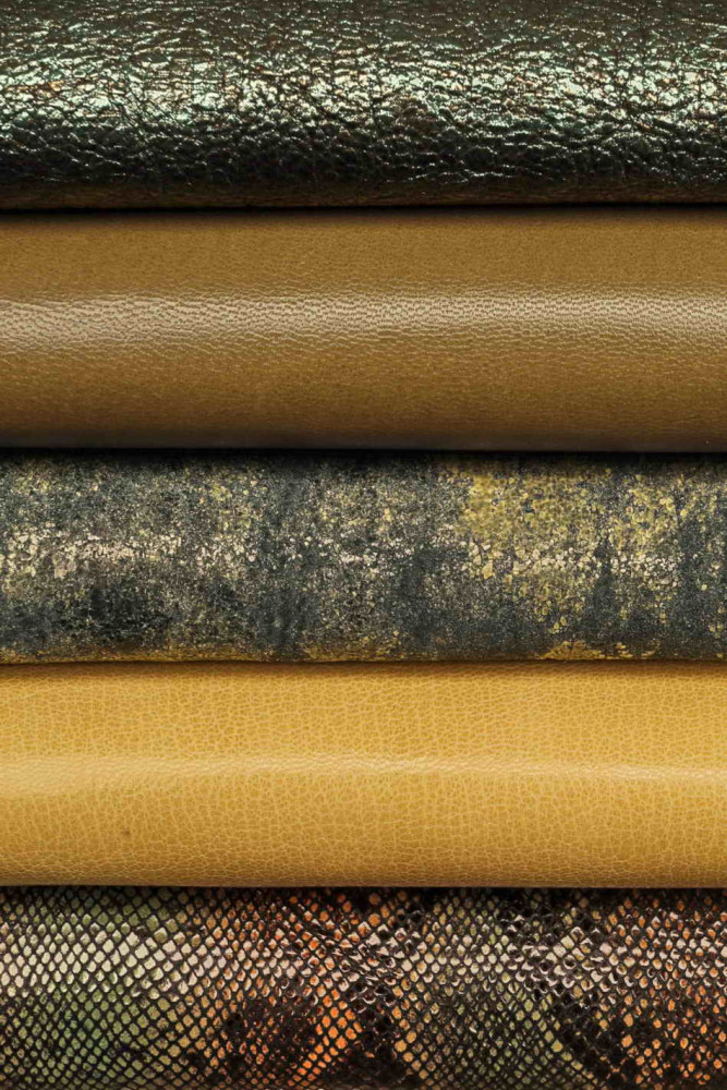 Pack of 5 GREEN leather skins,...