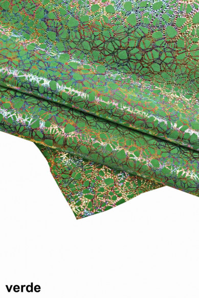 Pelle laminata IRIDESCENTE, camoscio colorato metallizzato, pellame di capra scamosciata morbida e luminosa