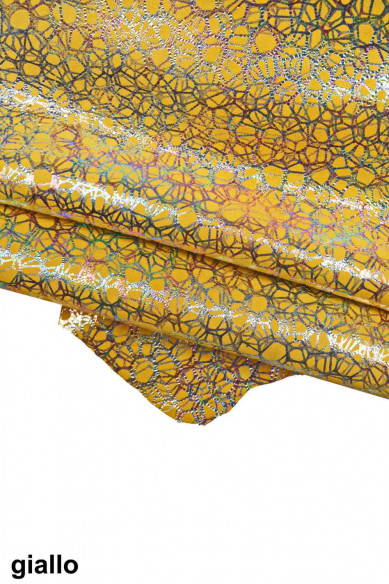 Pelle laminata IRIDESCENTE, camoscio colorato metallizzato, pellame di capra scamosciata morbida e luminosa