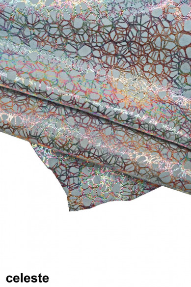 Pelle laminata IRIDESCENTE, camoscio colorato metallizzato, pellame di capra scamosciata morbida e luminosa
