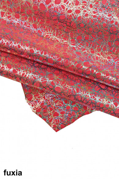Pelle laminata IRIDESCENTE, camoscio colorato metallizzato, pellame di capra scamosciata morbida e luminosa