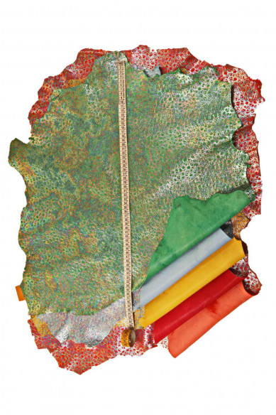 Pelle laminata IRIDESCENTE, camoscio colorato metallizzato, pellame di capra scamosciata morbida e luminosa