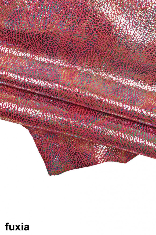 CRAKLE printed leather skin, HOLOGRAPHIC metallic suede goatskin, bright and soft textured skins