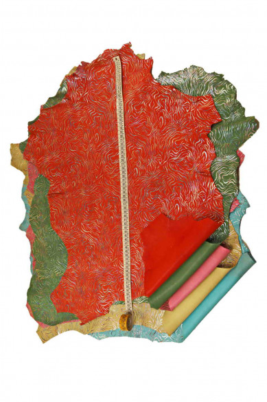 Pellame stampato con lamina OLEOGRAFICA, camoscio disegno simil ZEBRA, pelle di capra morbida metallizzata scamosciata