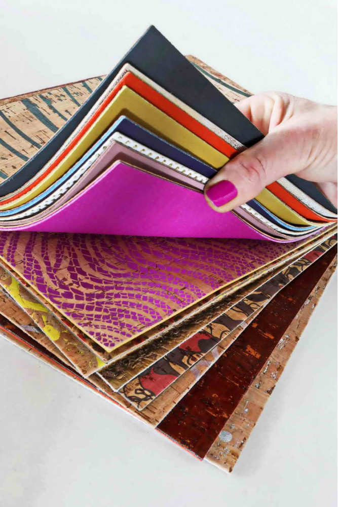 10 Natural CORK on LEATHER cowhide...