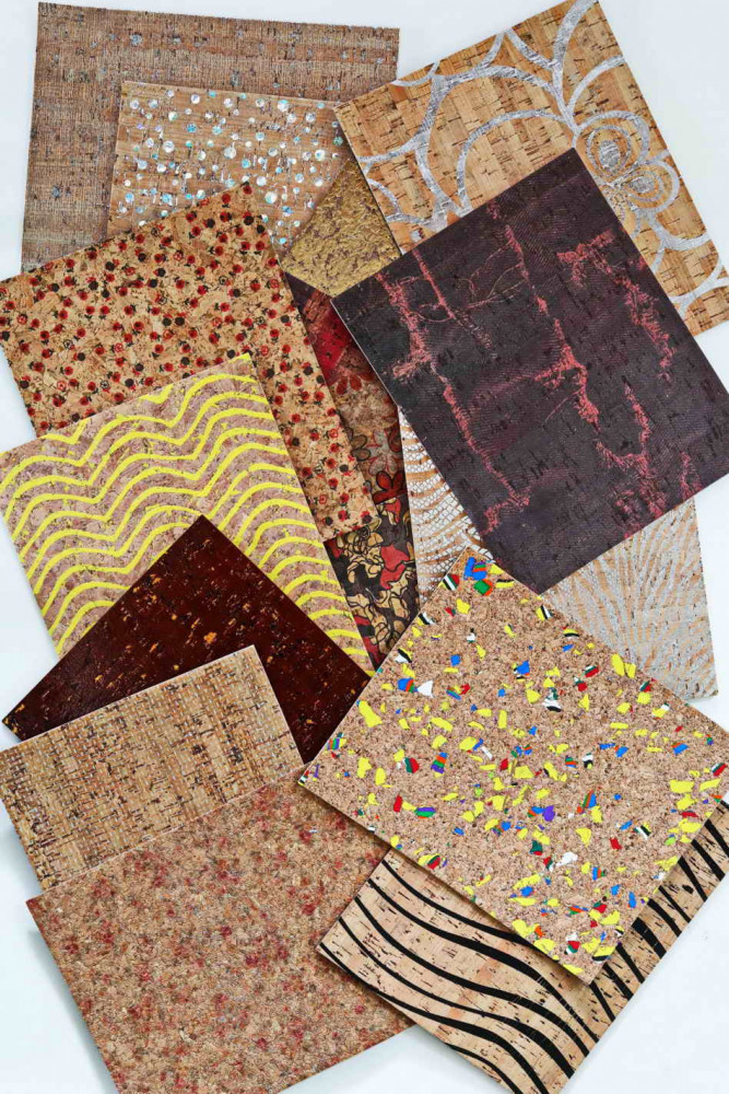 10 Natural CORK sheets multicolor MIX textures, RANDOM selection