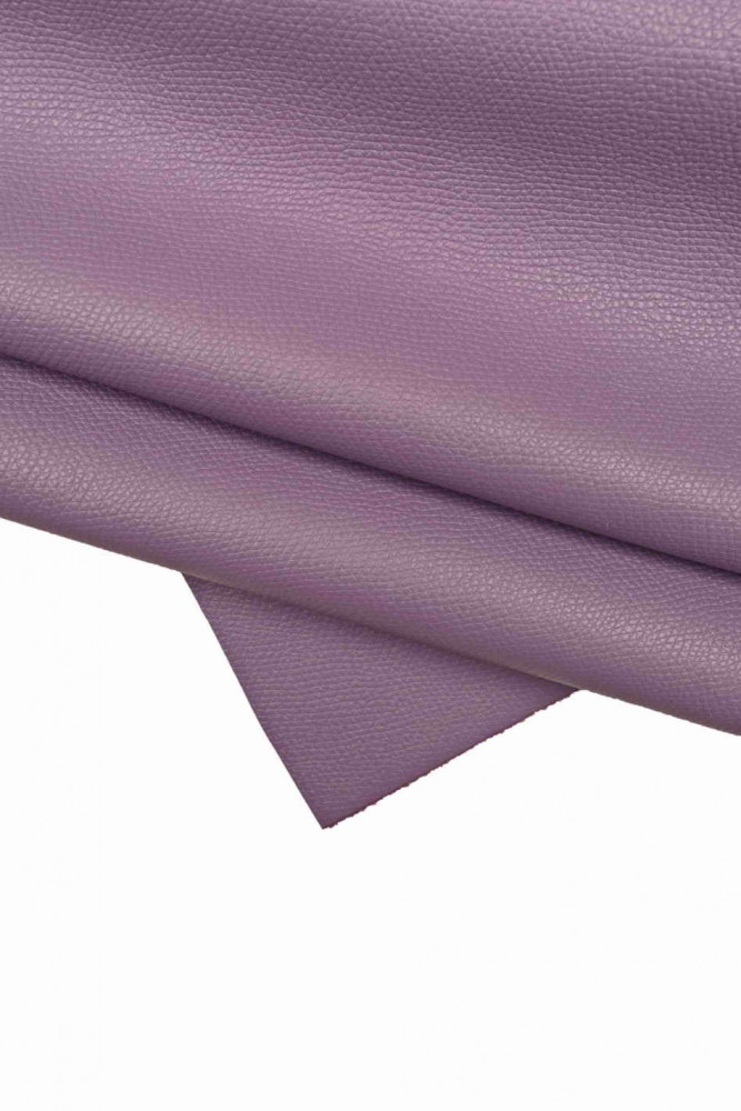 PURPLE saffiano printed leather hide, soft thick cowhide, classic glossy embossed calfskin