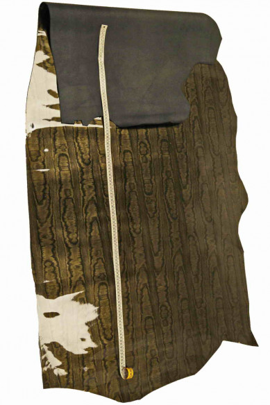 Pelle stampata PITONE verdone, vitello verniciato disegno serpente, pellame lucido rigido