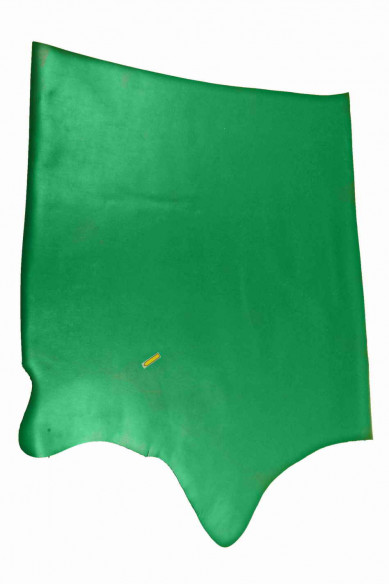 Vitello LISCIO verde, pellame lucido rigido, pelle classica tinta unita