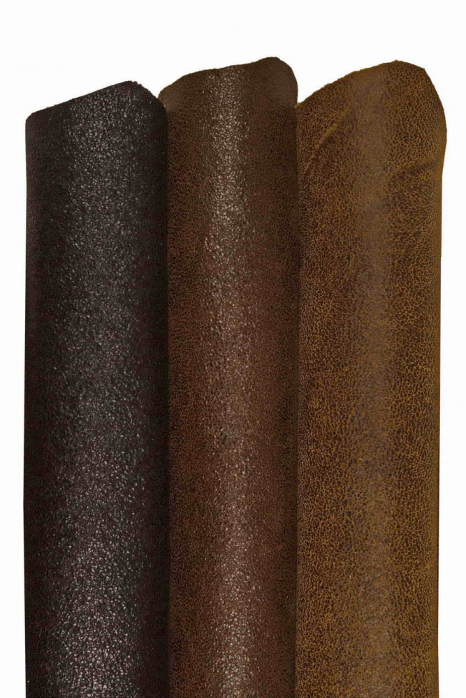CRACKLE printed leather skin, brown purple textured suede goatskin, crack pattern on sporty soft hide