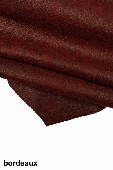CRACKLE printed leather skin, brown burgundy green and blue textured suede goatskin, crack pattern on sporty soft hide