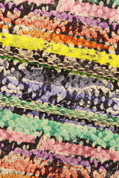 PYTHON printed leather skin, green multicolor snake pattern on carved goatskin, reptile print on soft hide