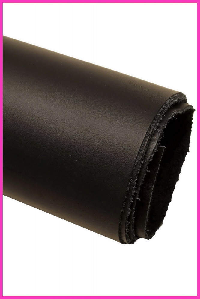 BLACK SMOOTH leather hide, matt stiff cowhide, solid color calfskin B16077-TB