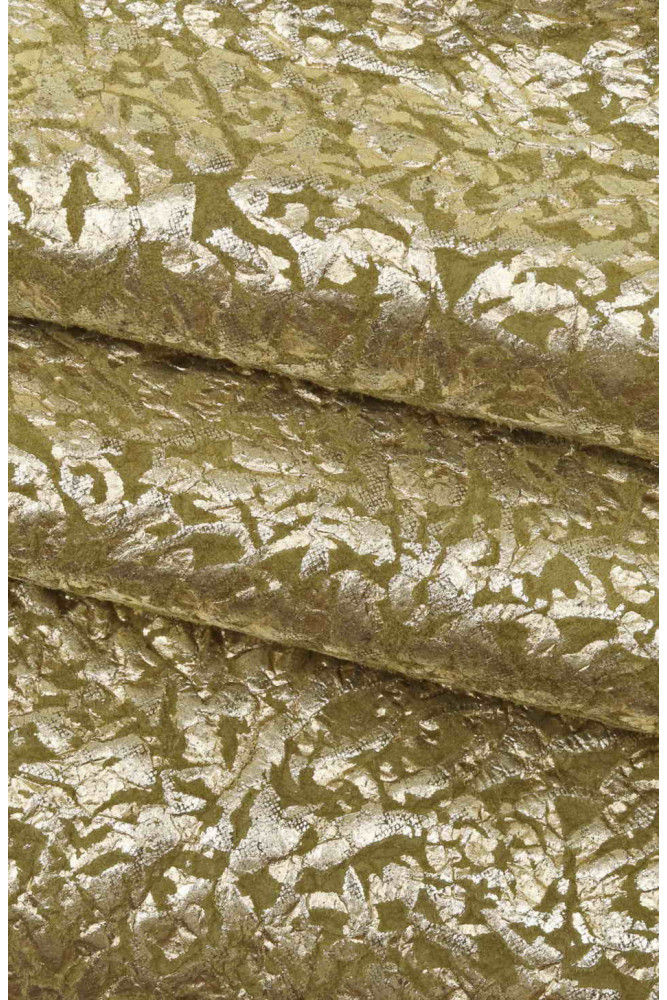Metallic SUEDE goatskin, green beige...