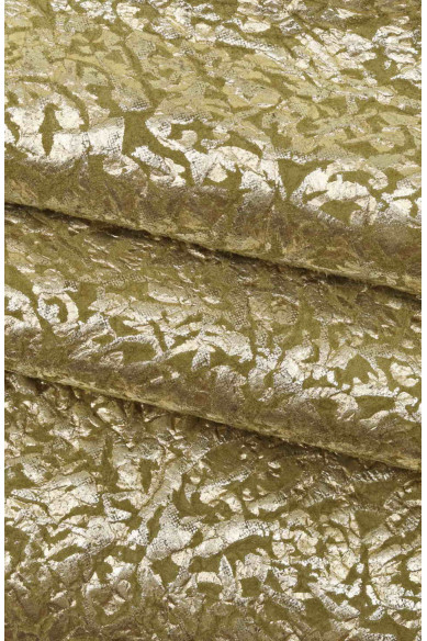 Metallic SUEDE goatskin, green beige metallic printed goatskin, bright embossed nubuck skin