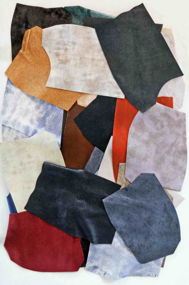 Leather SCRAPS bag, SUEDE with foil, metallic suede leather pieces, fancy textures    0,7 lbs(0,300 kg) - 1 lbs (0,500 kg)