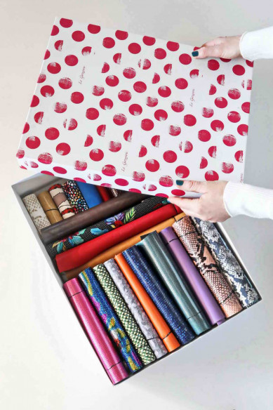 25 pre-cut leather sheets, RANDOM selection pieces, printed, metallic, textured, patent, vintage, solid colors