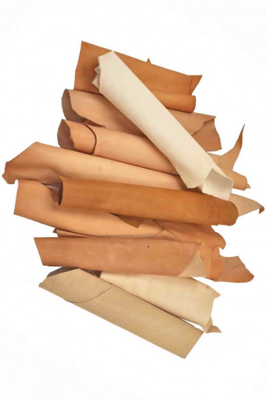 Pack of 5 leather scraps vegetal tanning in natural colors, random selection